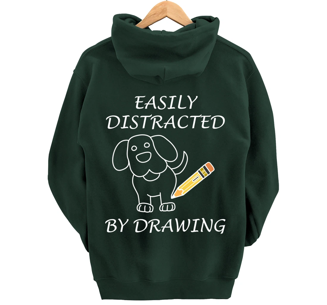 Distracted by Drawing Sketching Illustrator Pullover Hoodie