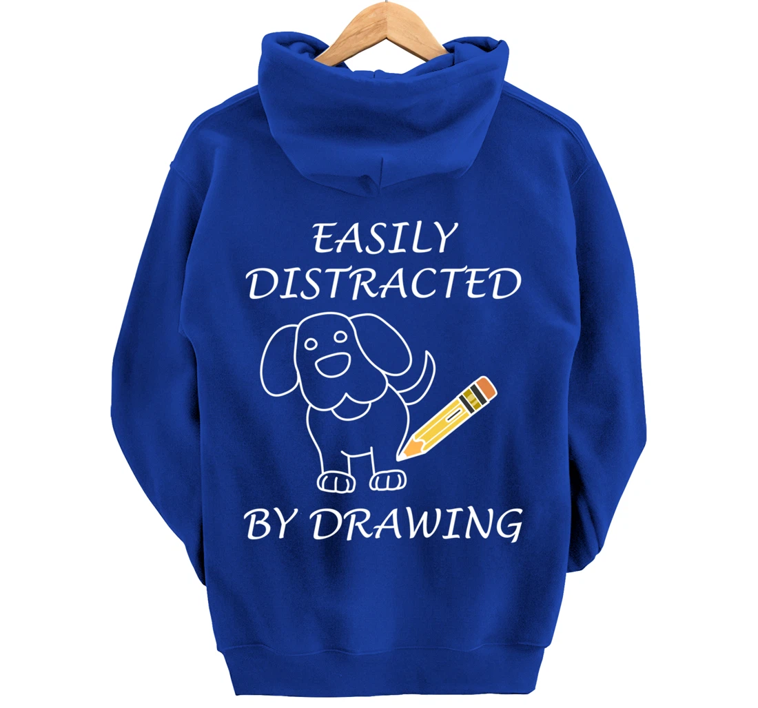 Distracted by Drawing Sketching Illustrator Pullover Hoodie