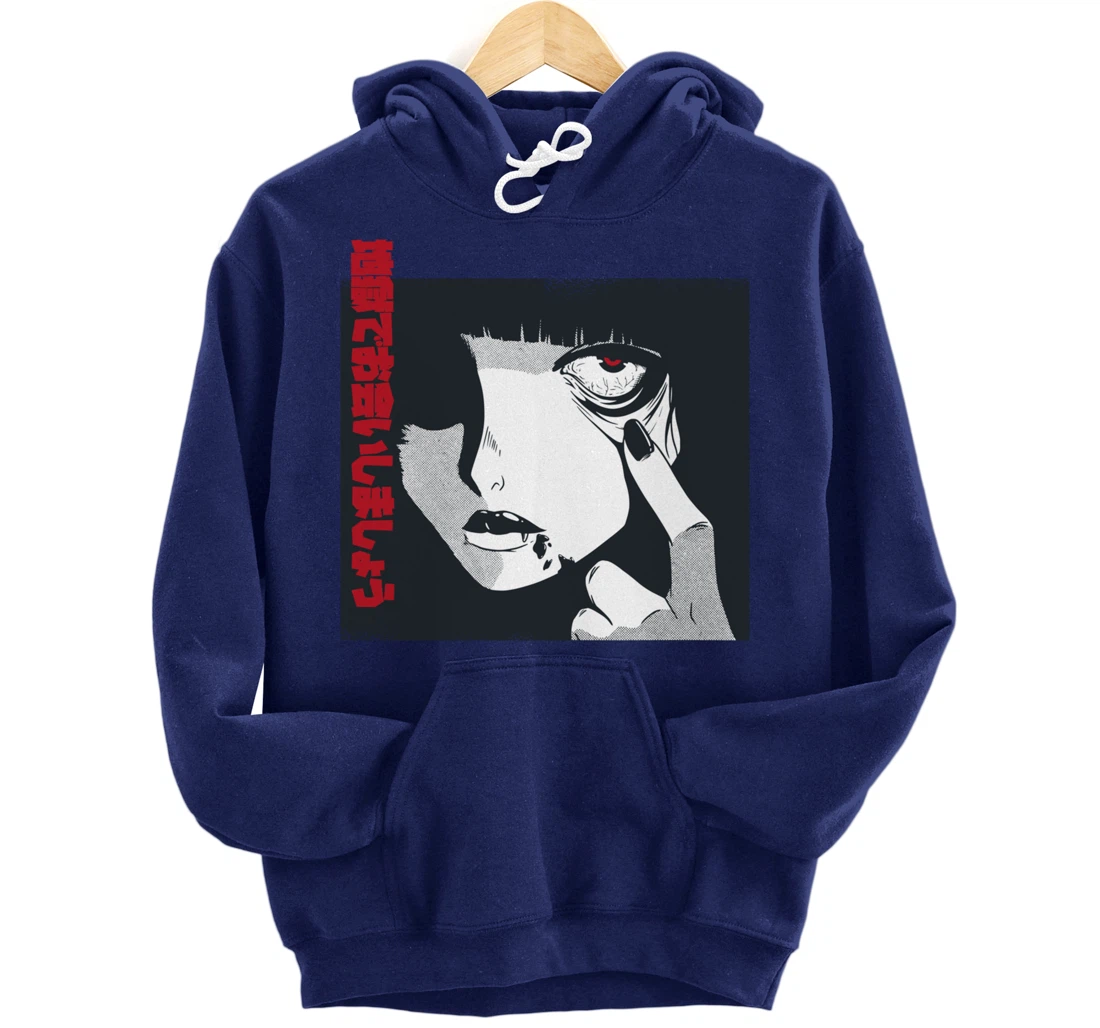 Horror Anime Girl Japanese Vaporwave Egirl Clothes Aesthetic Pullover Hoodie