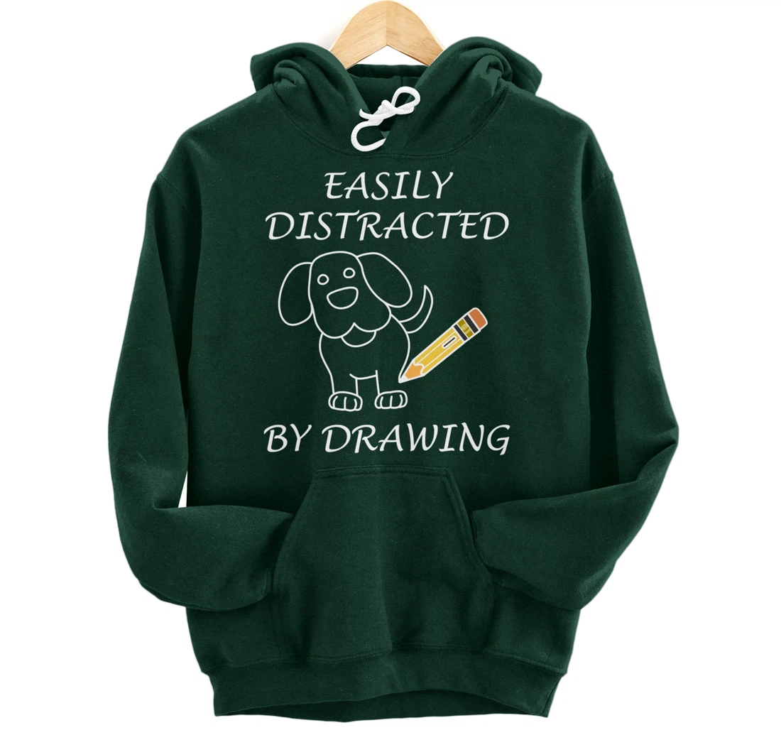 Distracted by Drawing Sketching Illustrator Pullover Hoodie