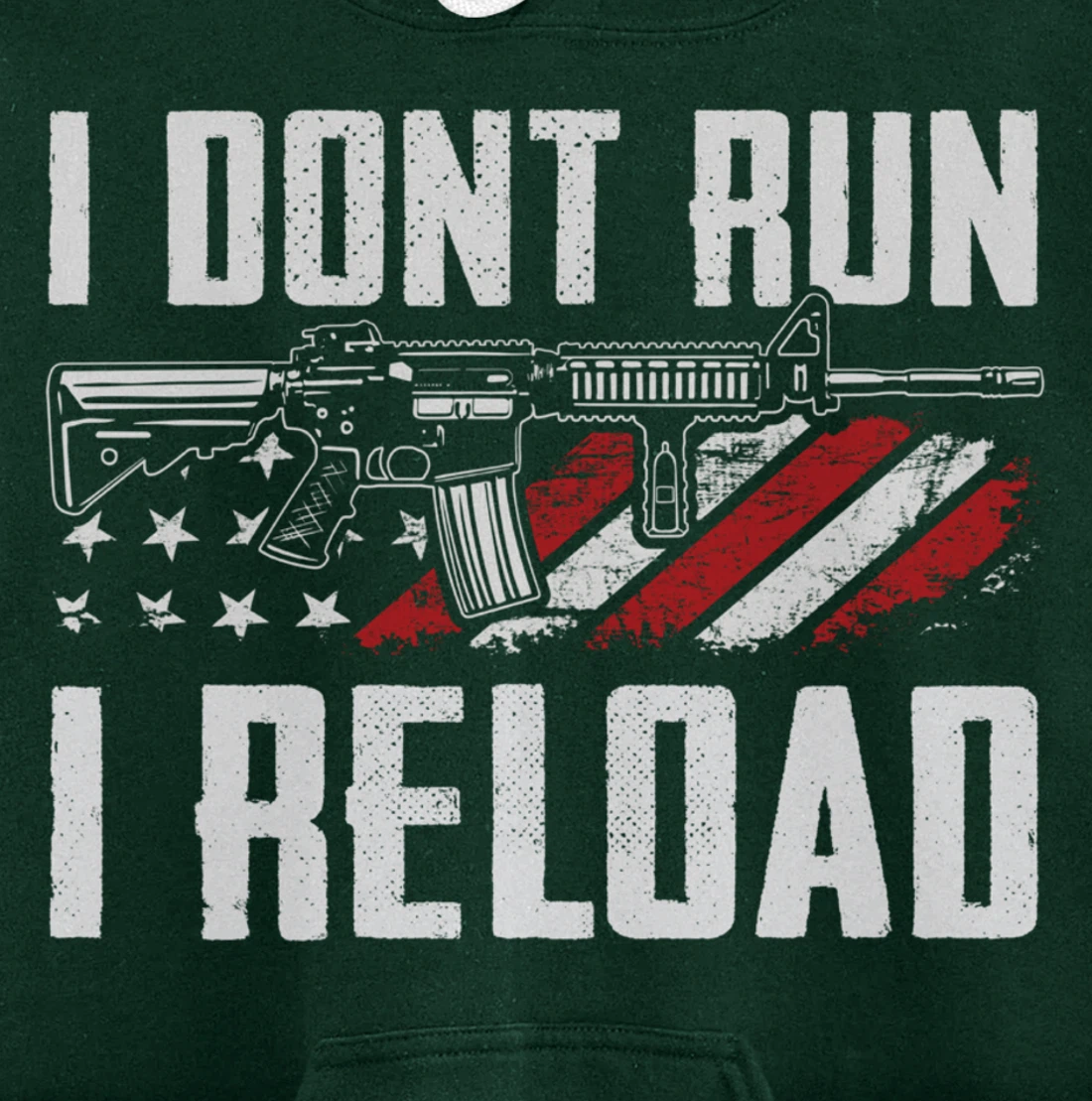 I Don't Run I Reload - USA Flag Pro Guns Funny Gun Joke Pullover Hoodie