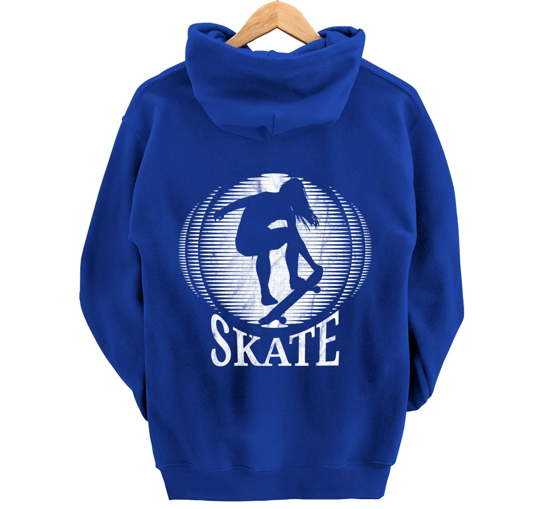 Skateboarding Girl Skater Girl Sunset Skate - Vintage Retro Pullover Hoodie