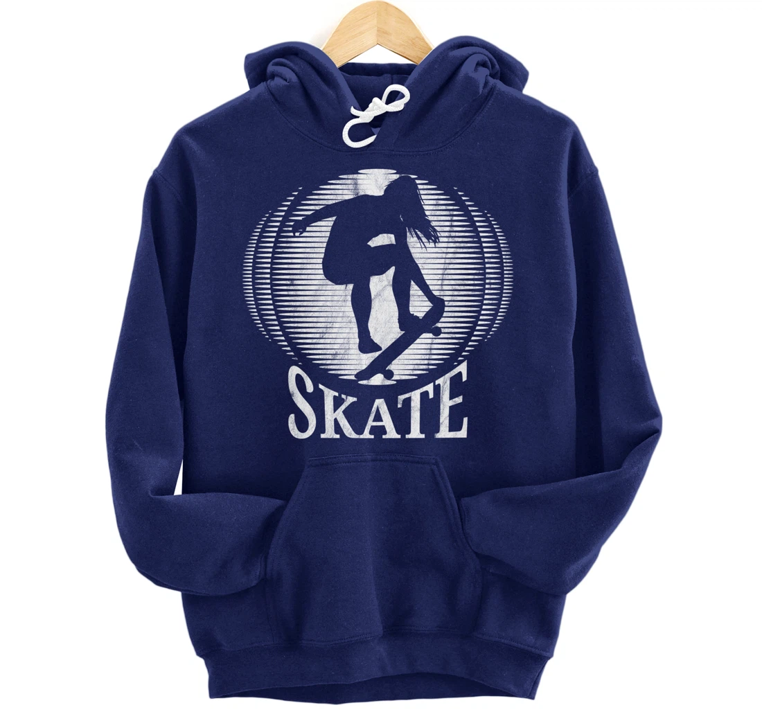 Skateboarding Girl Skater Girl Sunset Skate - Vintage Retro Pullover Hoodie