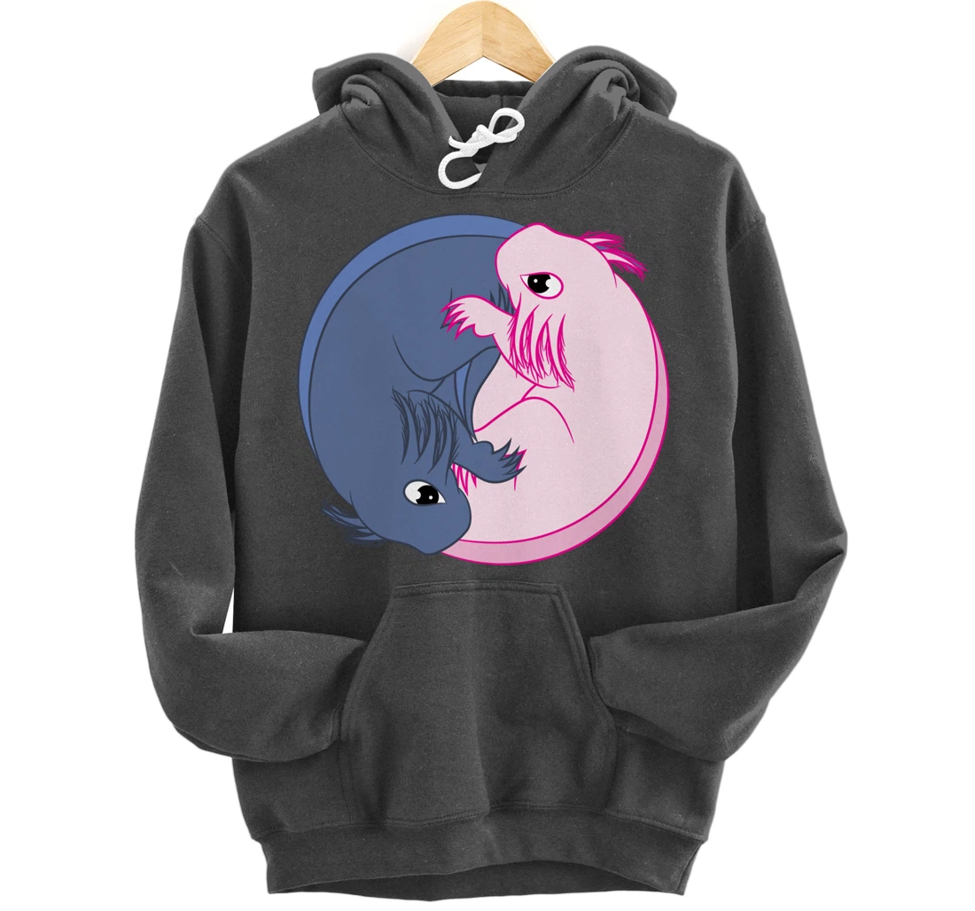 Axolotl YinYang Cute Mexican Salamander Zen Meditation Pullover Hoodie