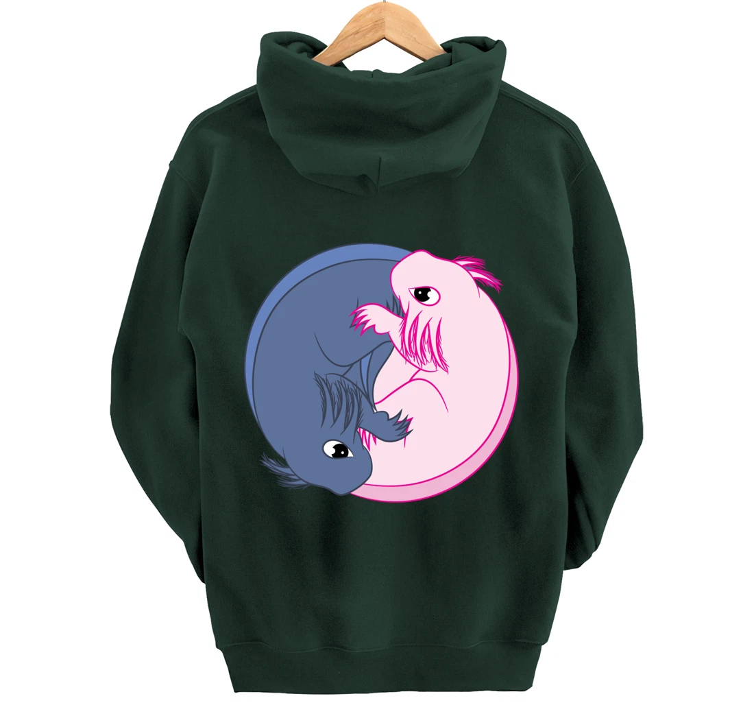 Axolotl YinYang Cute Mexican Salamander Zen Meditation Pullover Hoodie