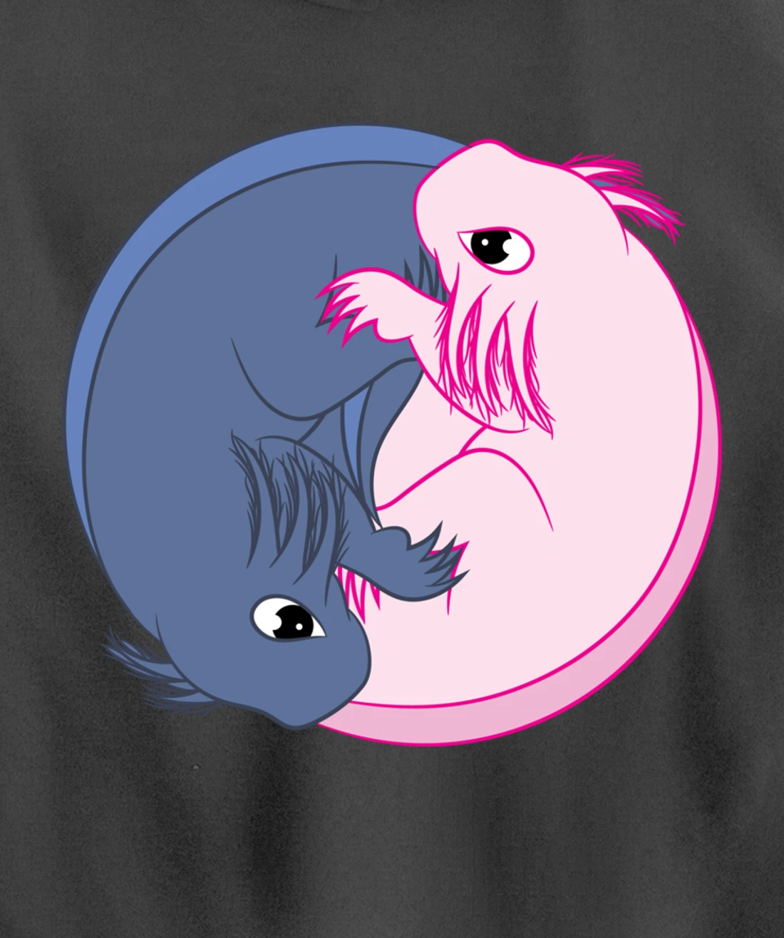 Axolotl YinYang Cute Mexican Salamander Zen Meditation Pullover Hoodie