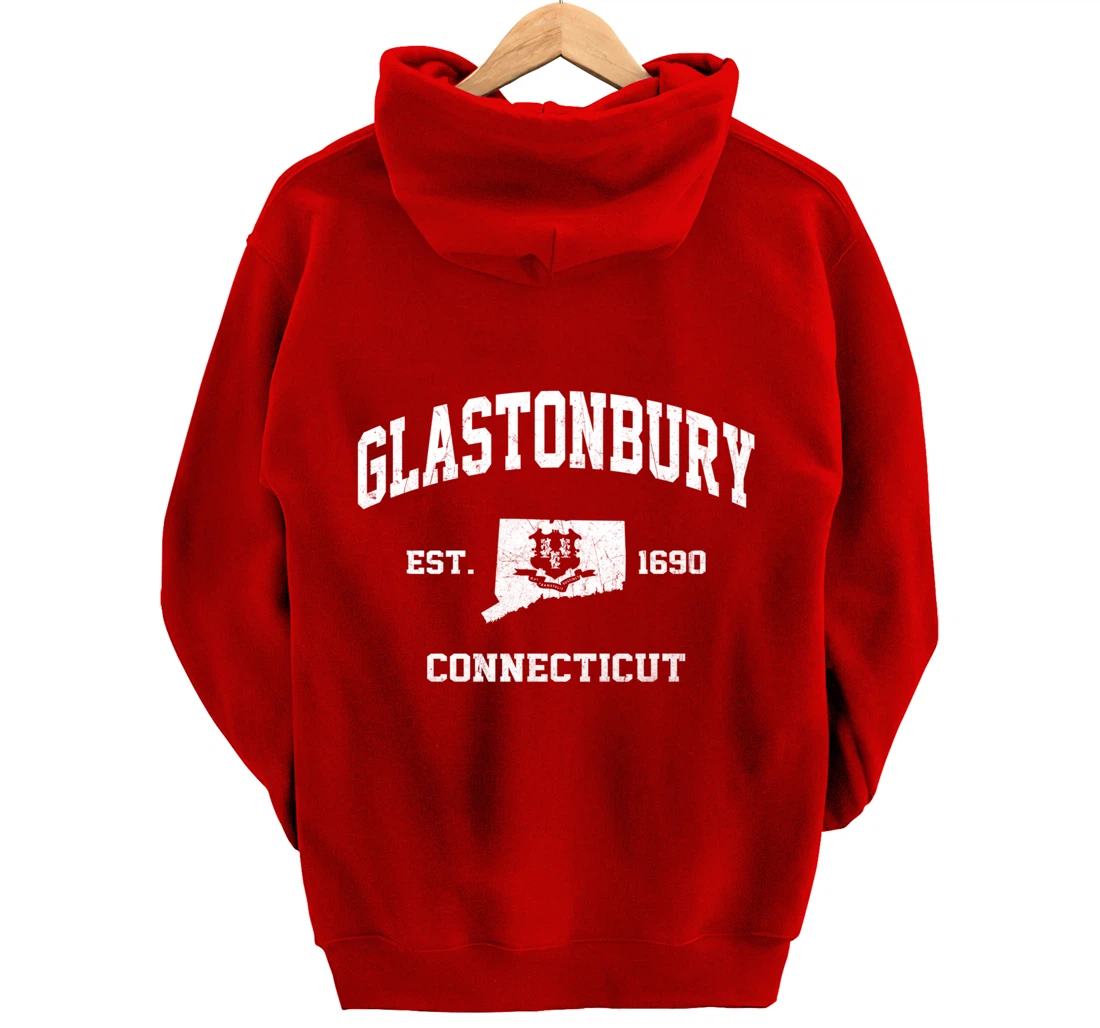 Glastonbury Connecticut CT vintage state Athletic style Pullover Hoodie
