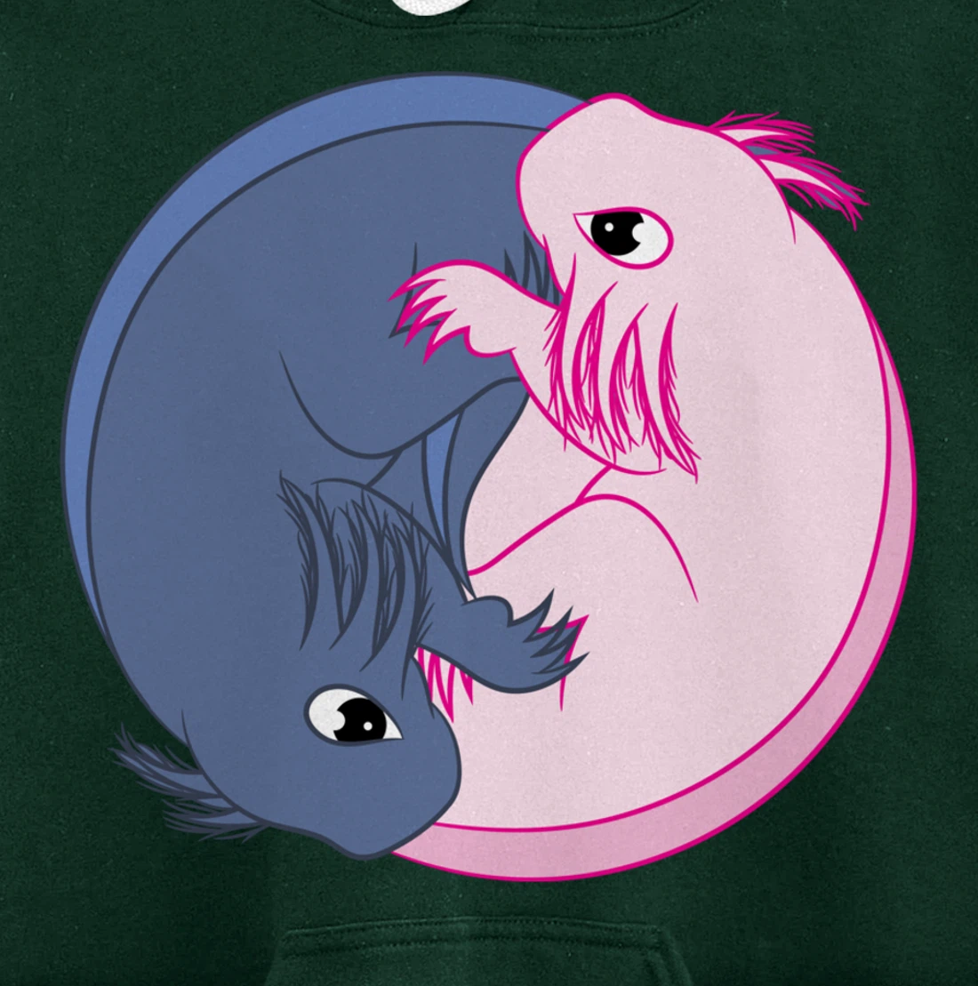 Axolotl YinYang Cute Mexican Salamander Zen Meditation Pullover Hoodie