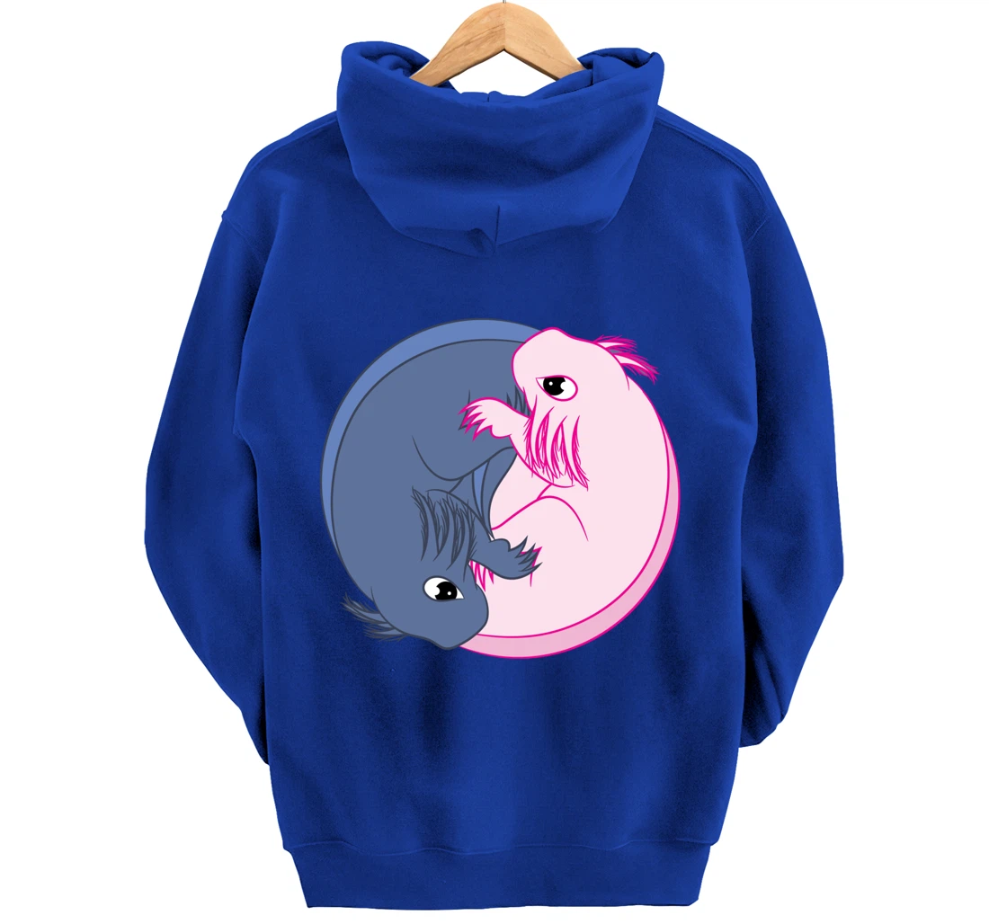 Axolotl YinYang Cute Mexican Salamander Zen Meditation Pullover Hoodie