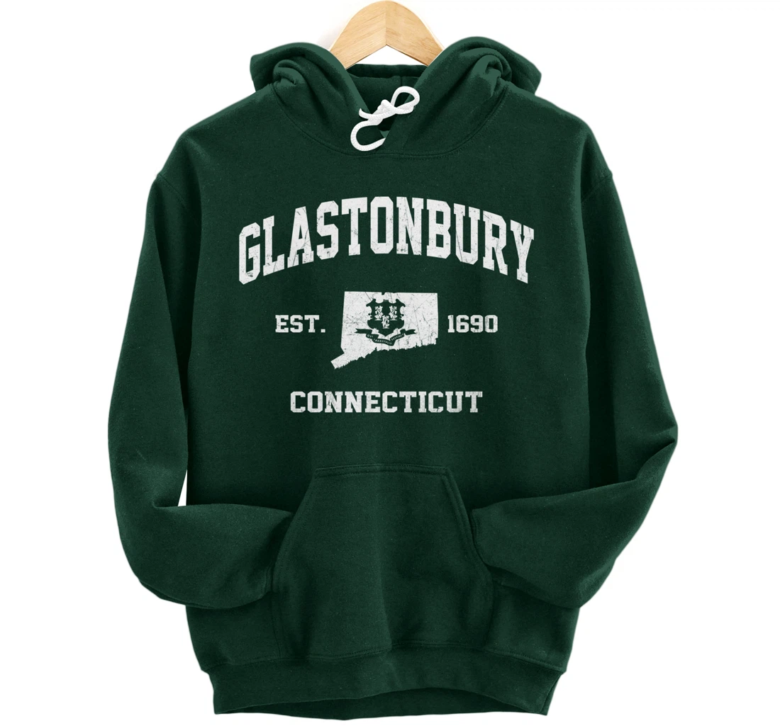 Glastonbury Connecticut CT vintage state Athletic style Pullover Hoodie
