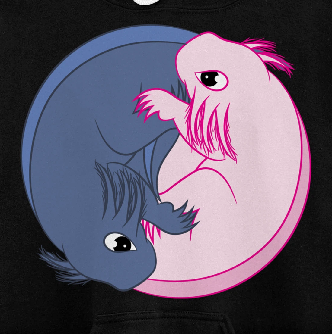Axolotl YinYang Cute Mexican Salamander Zen Meditation Pullover Hoodie