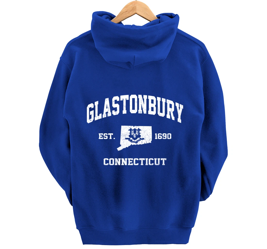 Glastonbury Connecticut CT vintage state Athletic style Pullover Hoodie
