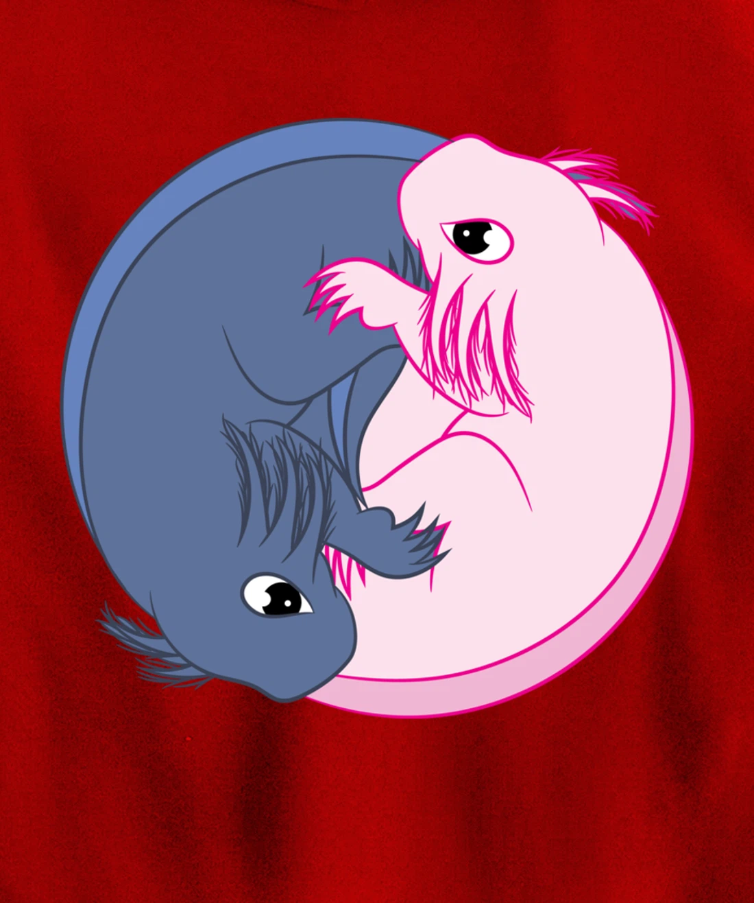 Axolotl YinYang Cute Mexican Salamander Zen Meditation Pullover Hoodie