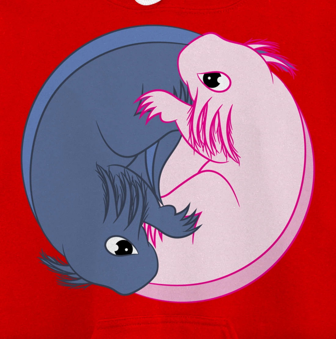 Axolotl YinYang Cute Mexican Salamander Zen Meditation Pullover Hoodie