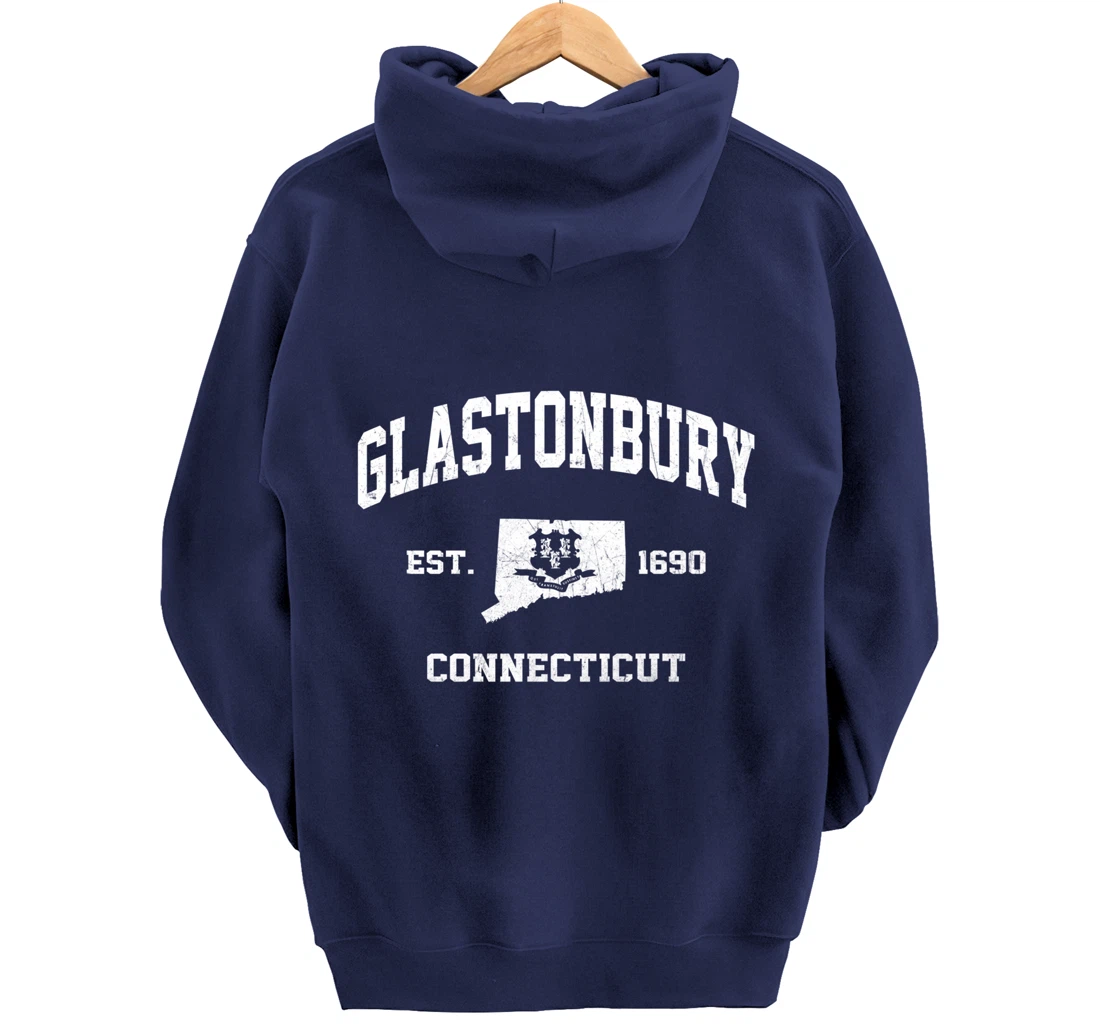 Glastonbury Connecticut CT vintage state Athletic style Pullover Hoodie