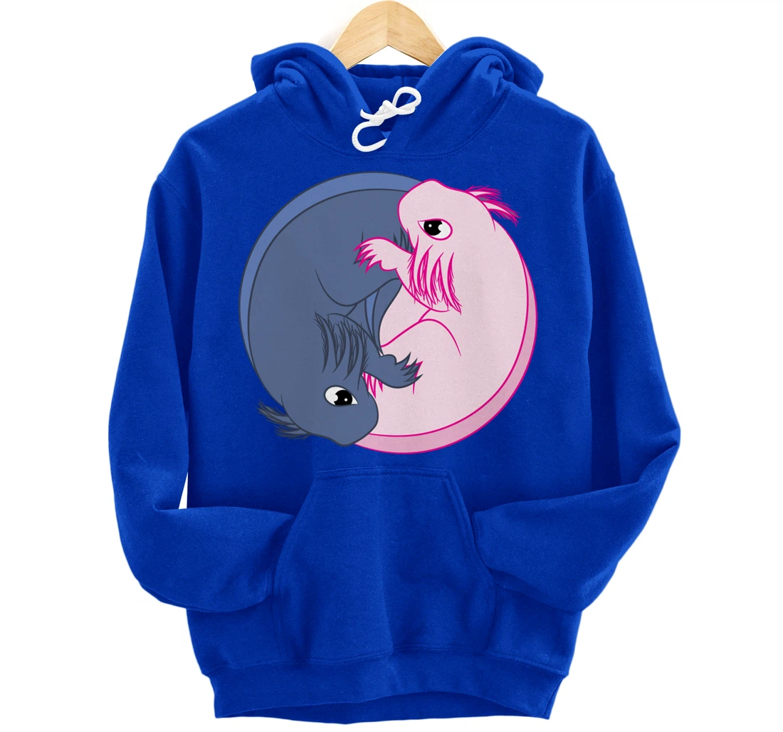 Axolotl YinYang Cute Mexican Salamander Zen Meditation Pullover Hoodie
