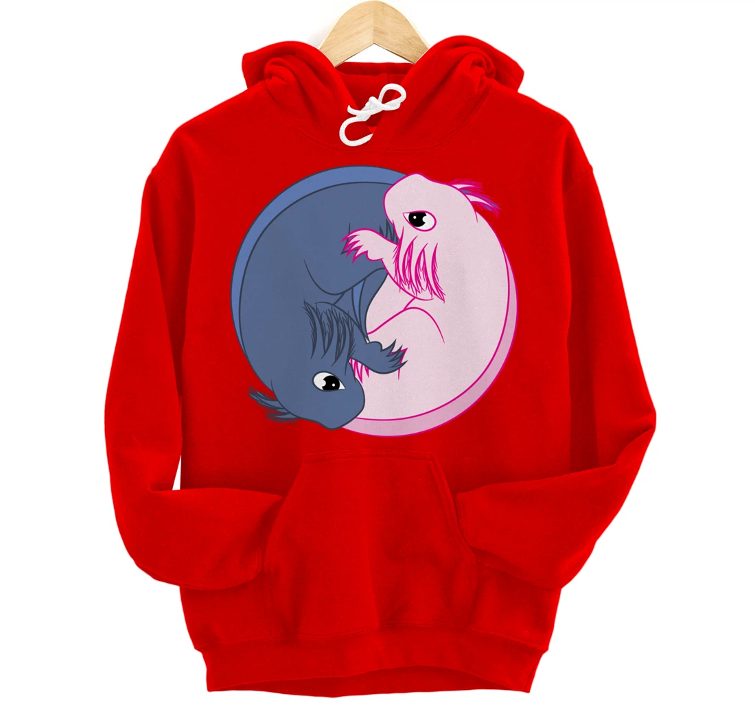 Axolotl YinYang Cute Mexican Salamander Zen Meditation Pullover Hoodie