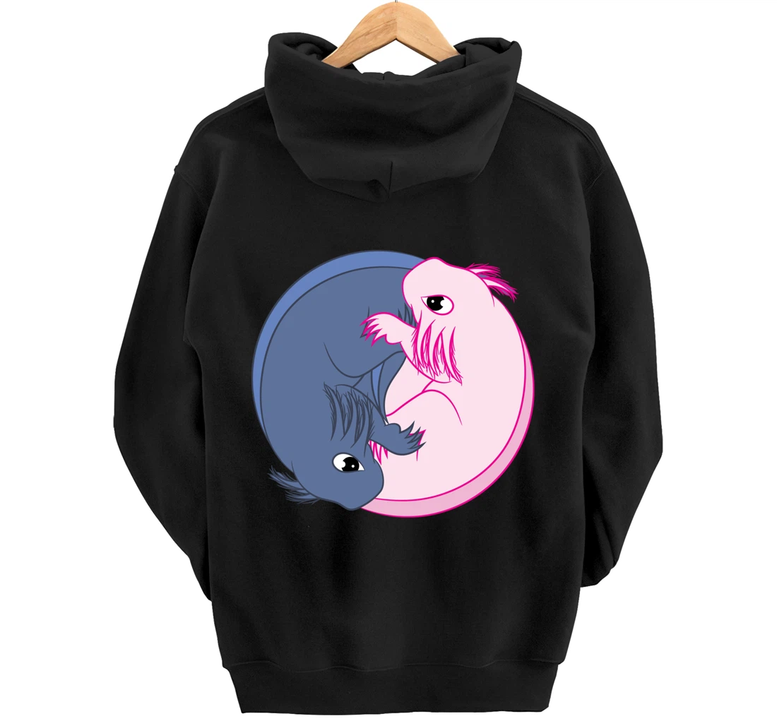 Axolotl YinYang Cute Mexican Salamander Zen Meditation Pullover Hoodie