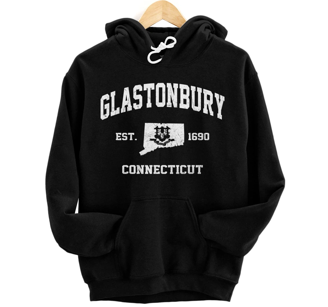 Glastonbury Connecticut CT vintage state Athletic style Pullover Hoodie