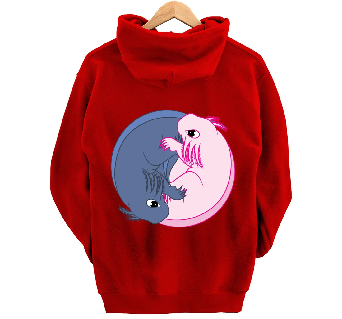 Axolotl YinYang Cute Mexican Salamander Zen Meditation Pullover Hoodie