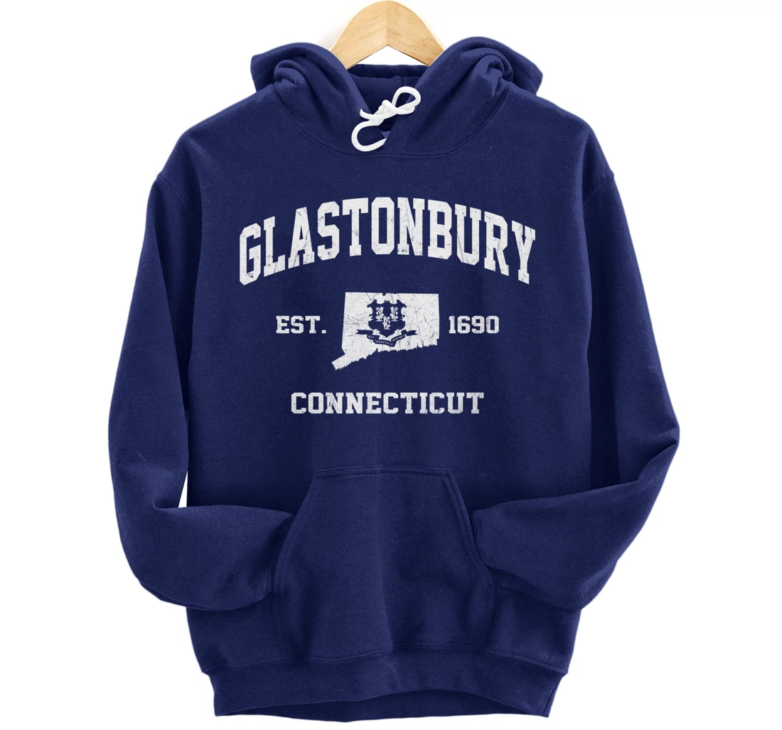 Glastonbury Connecticut CT vintage state Athletic style Pullover Hoodie