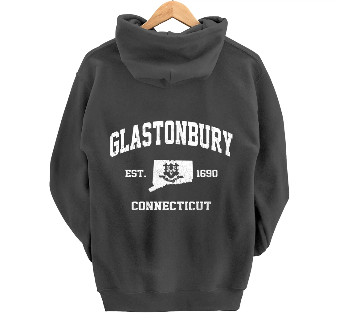 Glastonbury Connecticut CT vintage state Athletic style Pullover Hoodie
