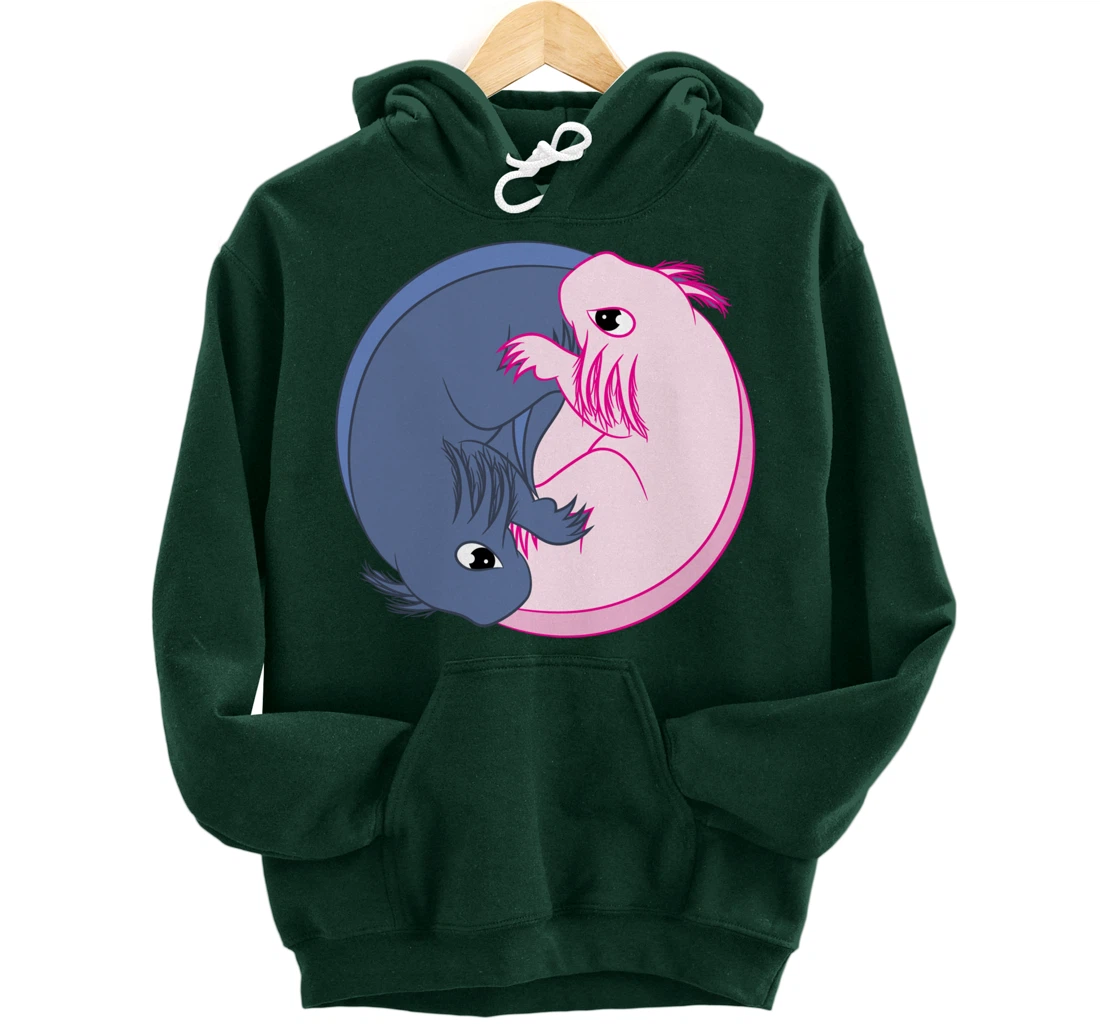 Axolotl YinYang Cute Mexican Salamander Zen Meditation Pullover Hoodie