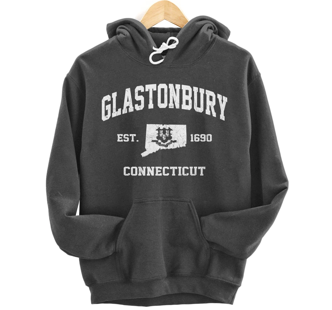 Glastonbury Connecticut CT vintage state Athletic style Pullover Hoodie
