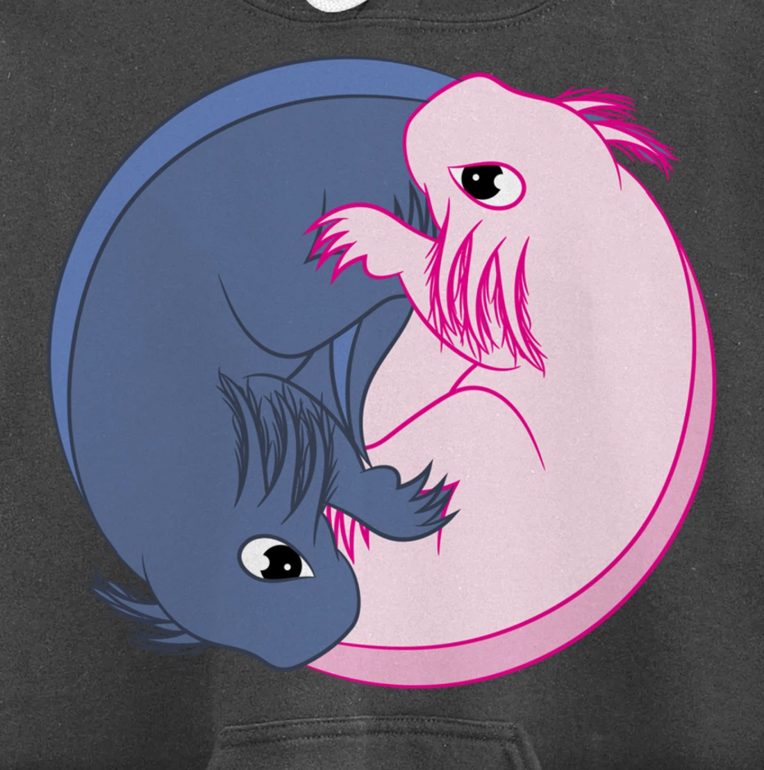 Axolotl YinYang Cute Mexican Salamander Zen Meditation Pullover Hoodie