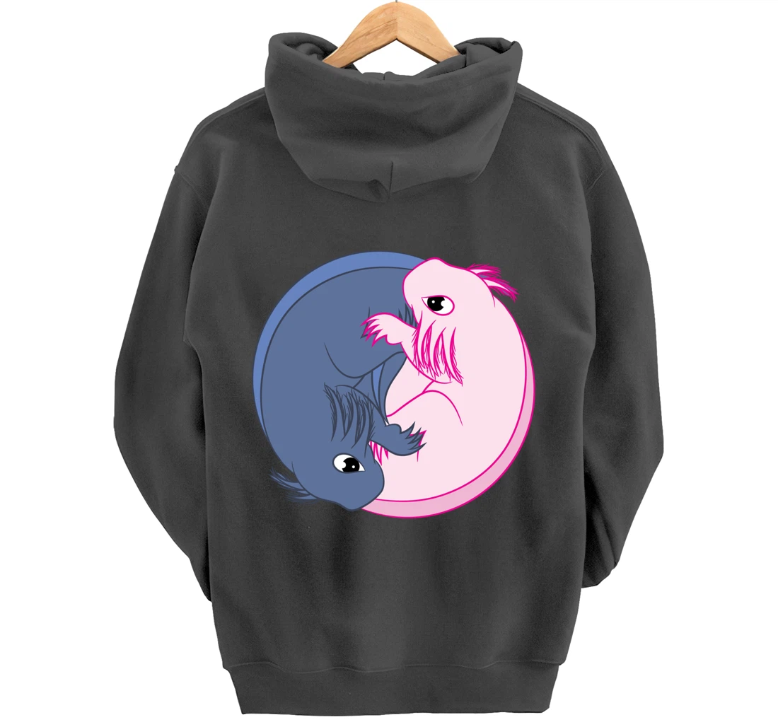 Axolotl YinYang Cute Mexican Salamander Zen Meditation Pullover Hoodie