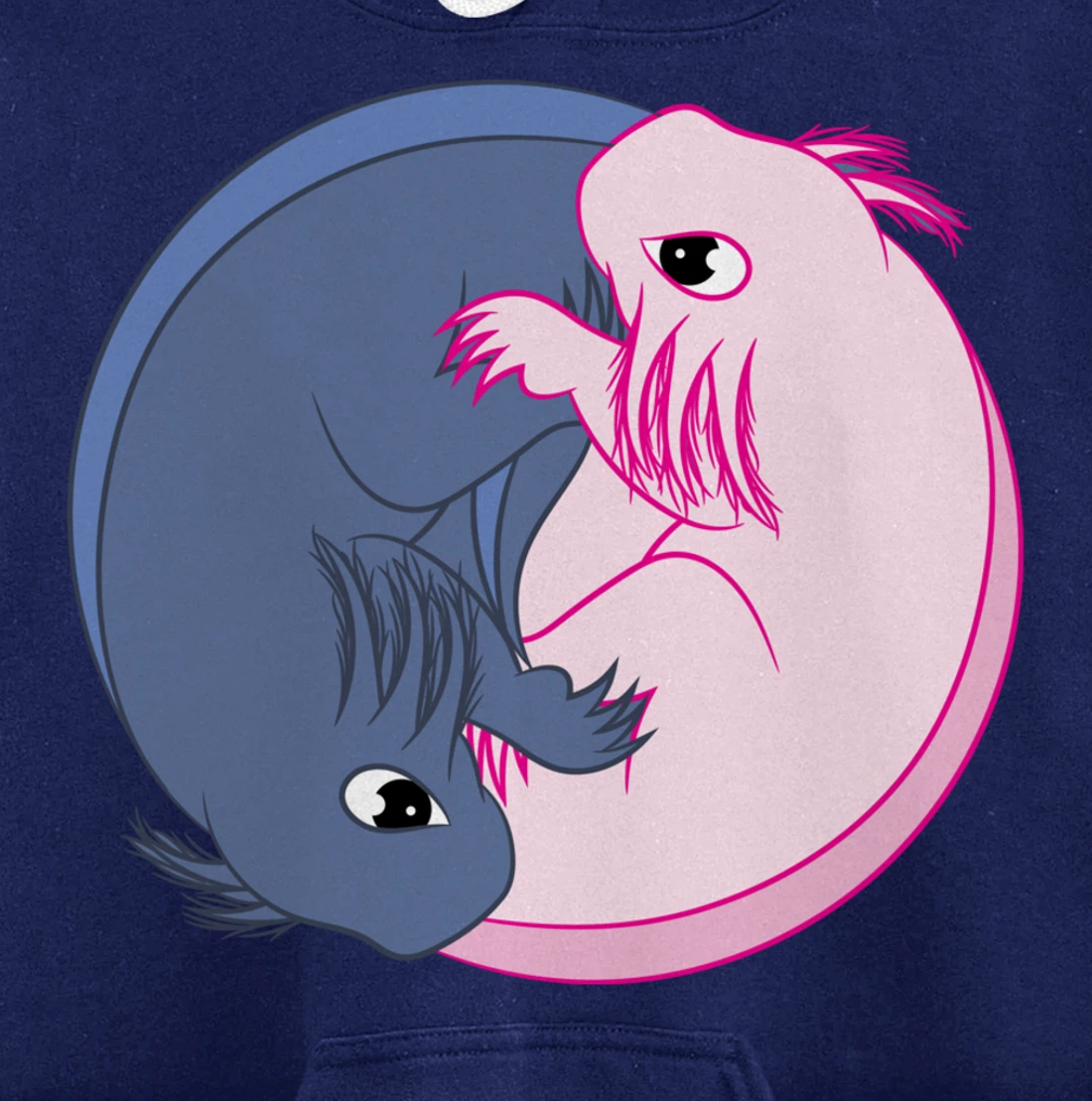 Axolotl YinYang Cute Mexican Salamander Zen Meditation Pullover Hoodie