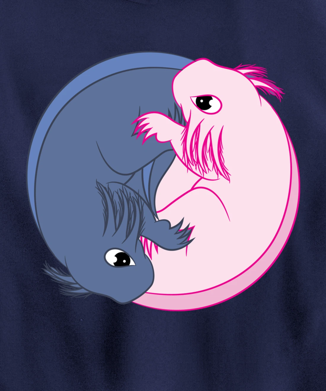 Axolotl YinYang Cute Mexican Salamander Zen Meditation Pullover Hoodie