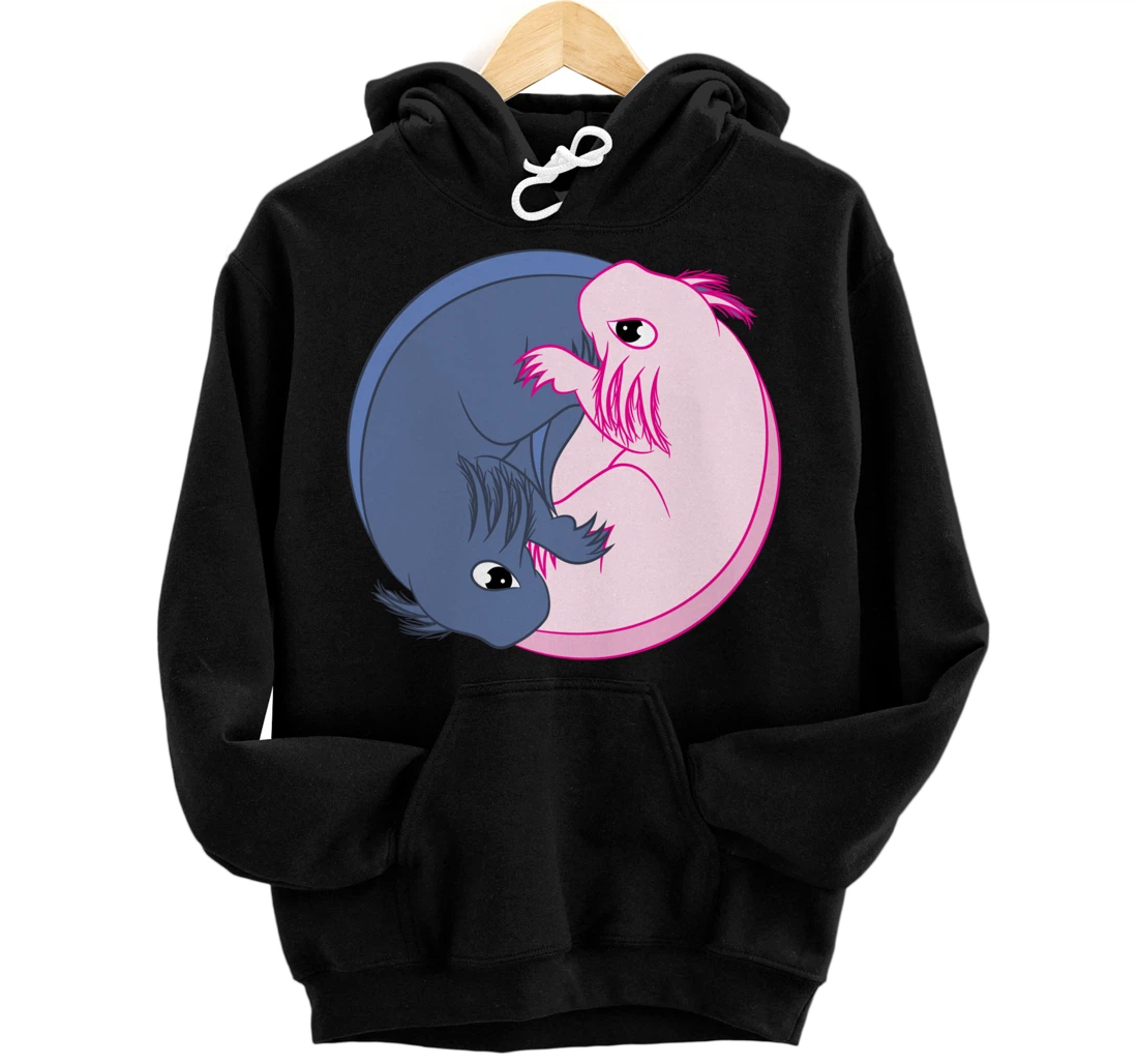 Axolotl YinYang Cute Mexican Salamander Zen Meditation Pullover Hoodie