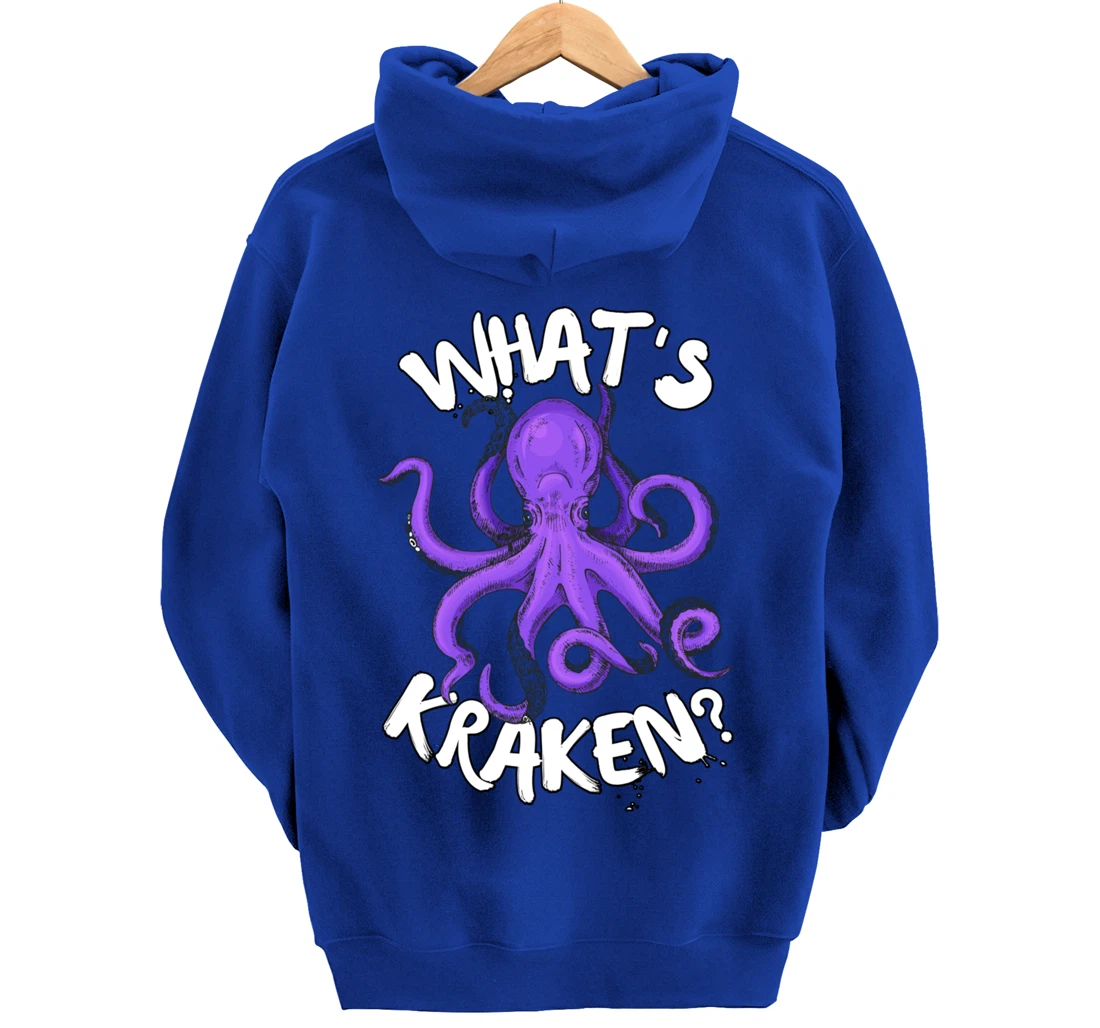 Funny Giant Octopus What's Kraken? Sea Ocean Monster Graphic Pullover Hoodie