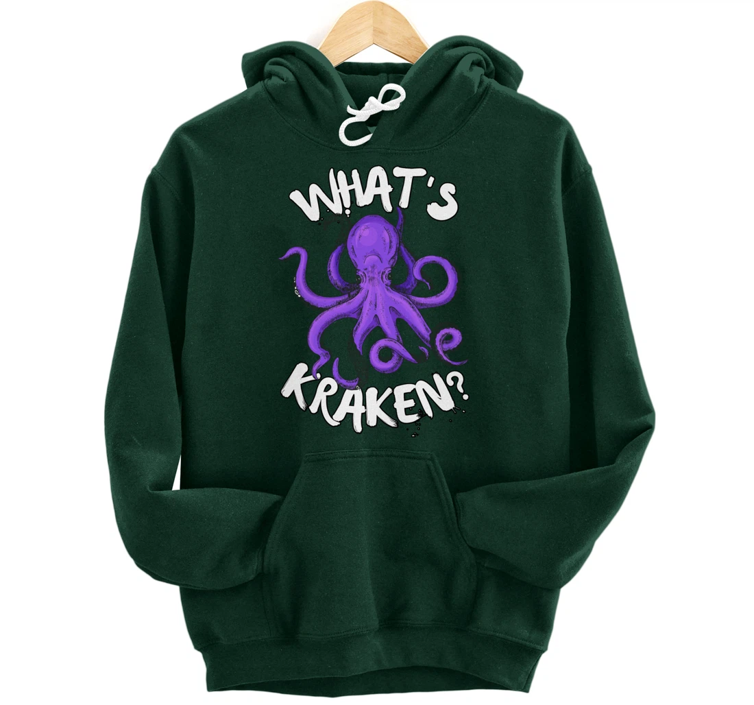 Funny Giant Octopus What's Kraken? Sea Ocean Monster Graphic Pullover Hoodie