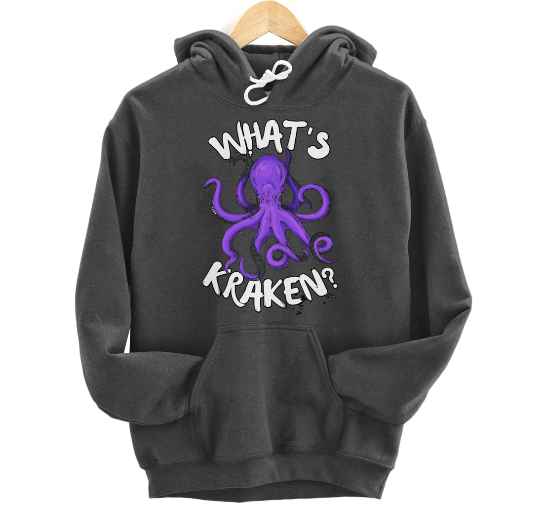 Funny Giant Octopus What's Kraken? Sea Ocean Monster Graphic Pullover Hoodie
