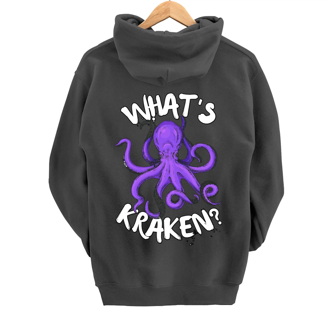 Funny Giant Octopus What's Kraken? Sea Ocean Monster Graphic Pullover Hoodie