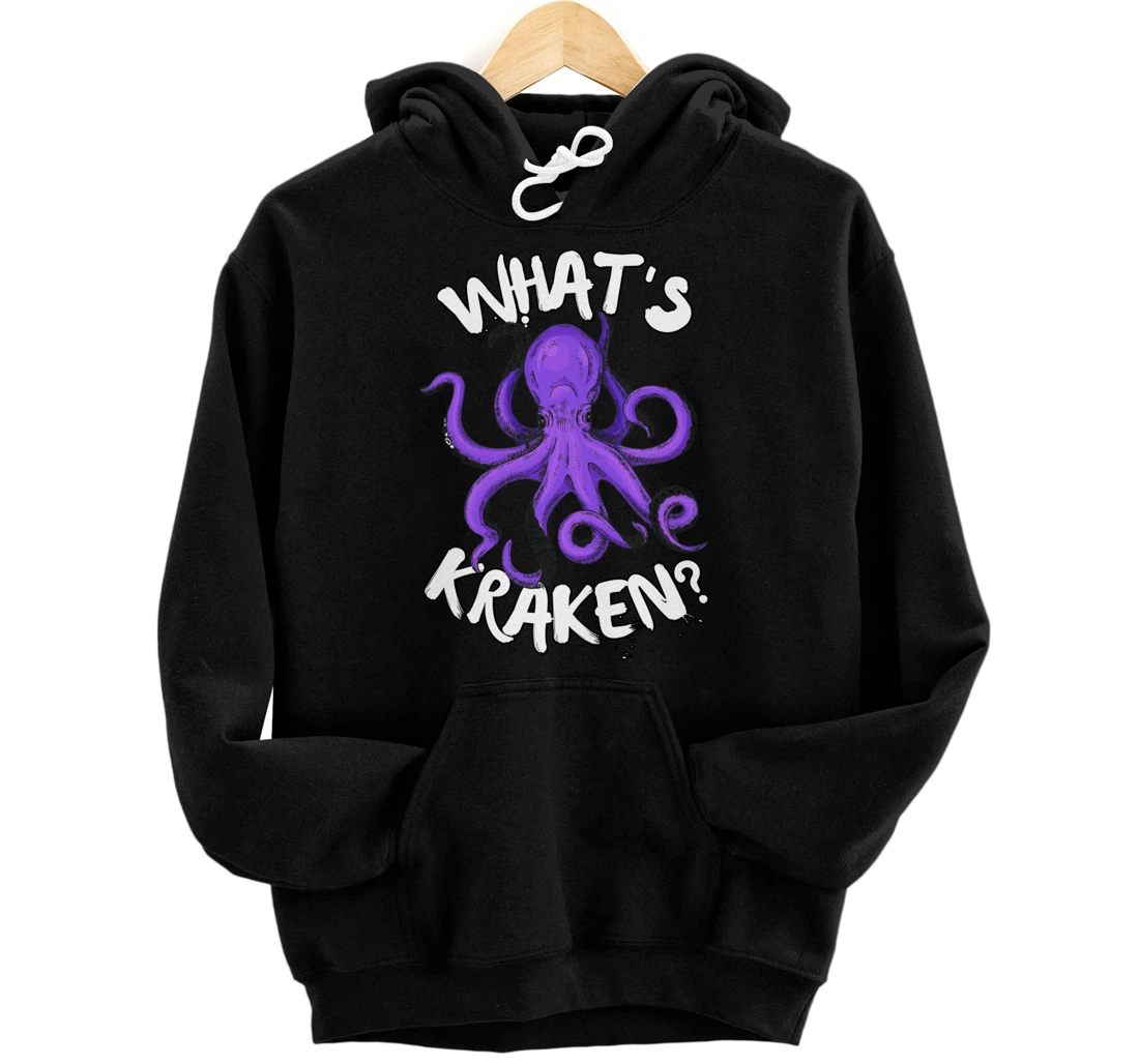 Funny Giant Octopus What's Kraken? Sea Ocean Monster Graphic Pullover Hoodie