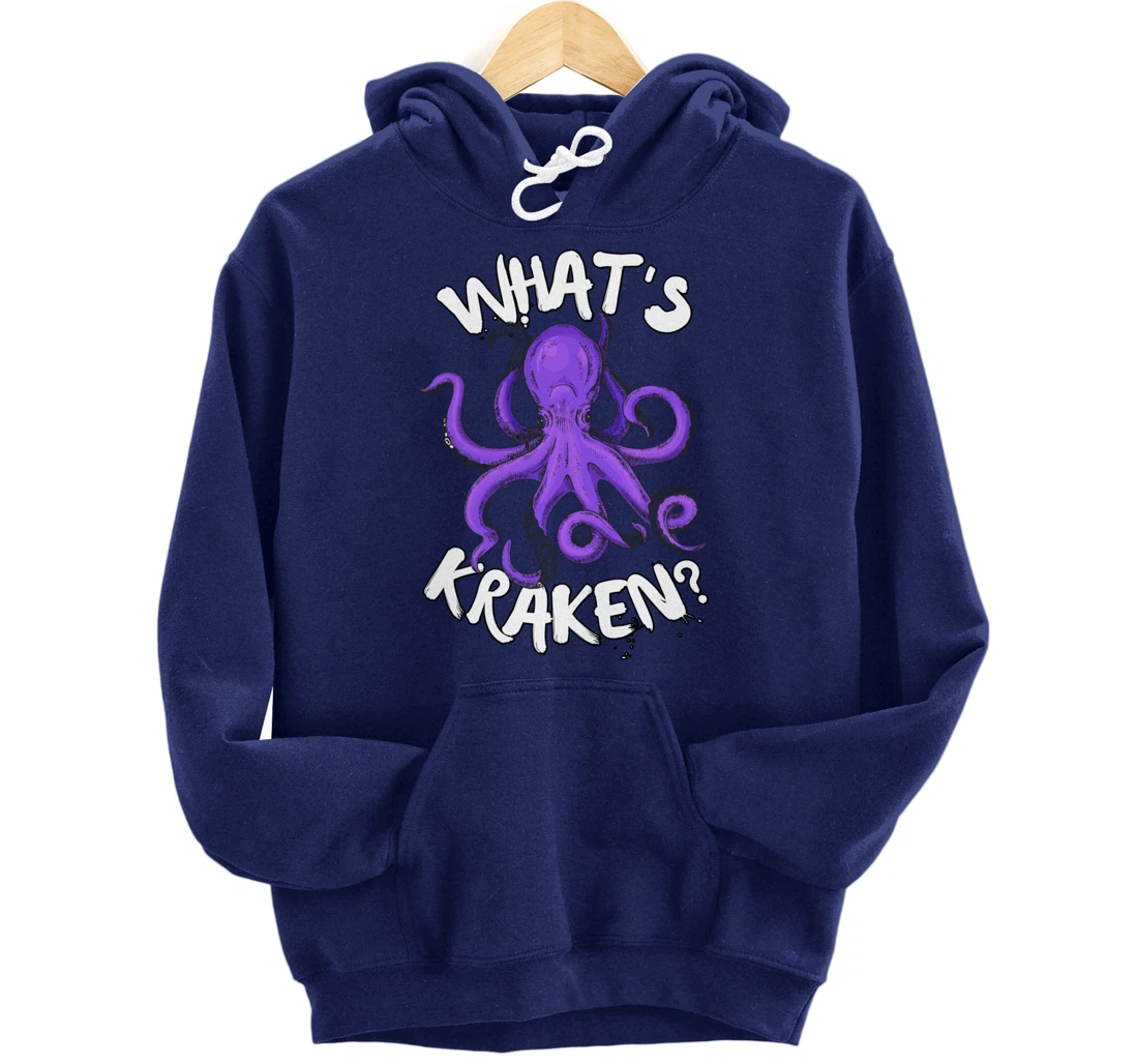 Funny Giant Octopus What's Kraken? Sea Ocean Monster Graphic Pullover Hoodie