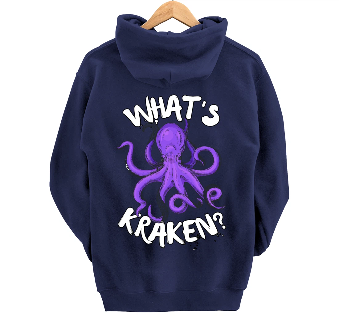 Funny Giant Octopus What's Kraken? Sea Ocean Monster Graphic Pullover Hoodie