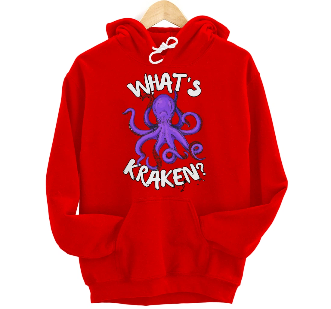 Funny Giant Octopus What's Kraken? Sea Ocean Monster Graphic Pullover Hoodie