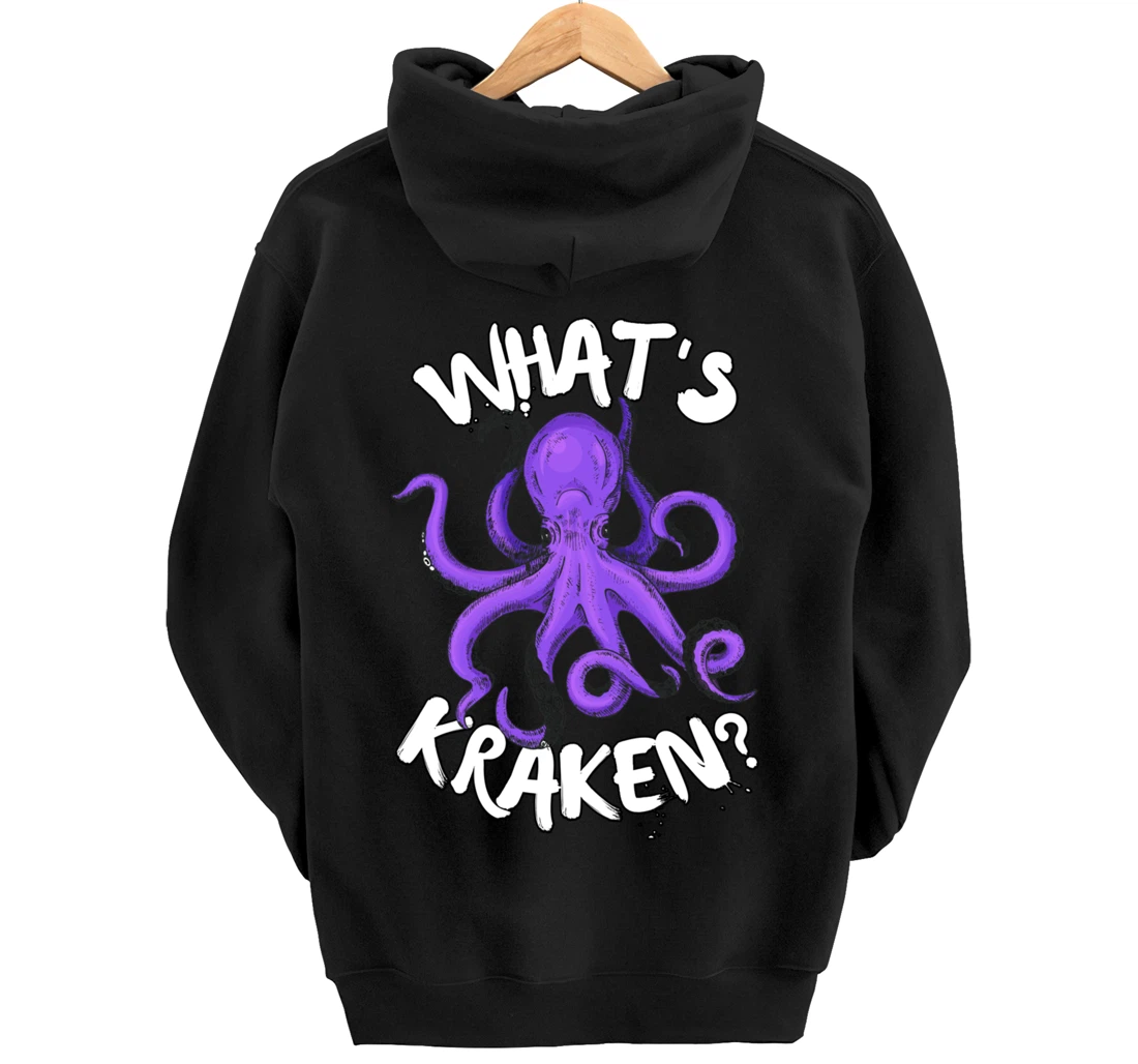 Funny Giant Octopus What's Kraken? Sea Ocean Monster Graphic Pullover Hoodie