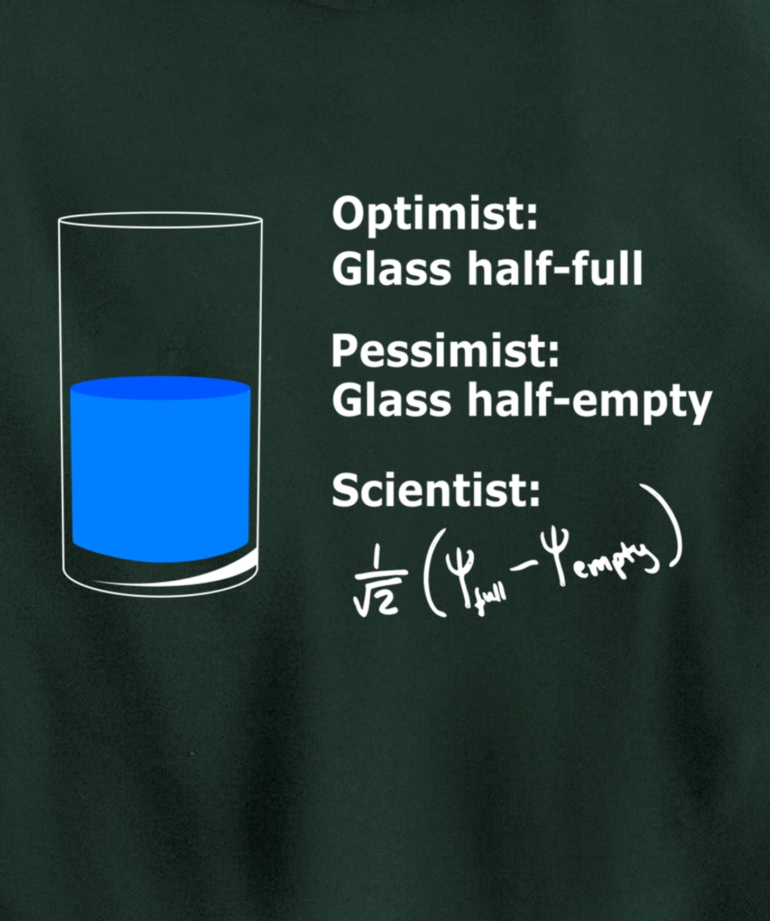 The Glass is half-full optimist Science Sarcasm Cool Humor Pullover Hoodie