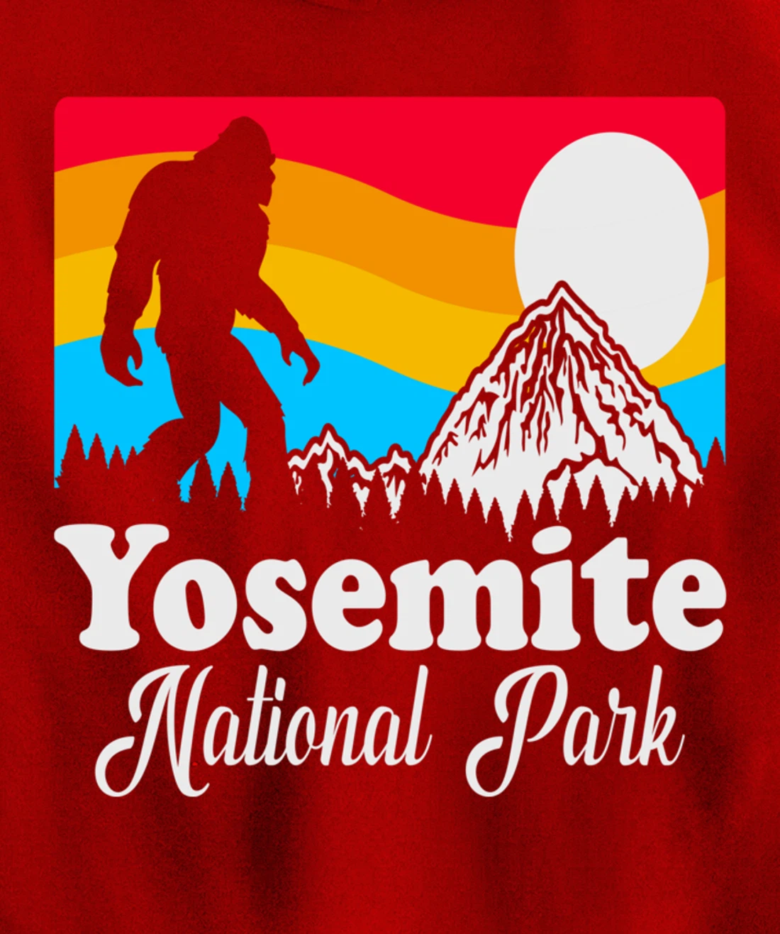 Funny Bigfoot Retro Yosemite National Park Gag Gift Pullover Hoodie