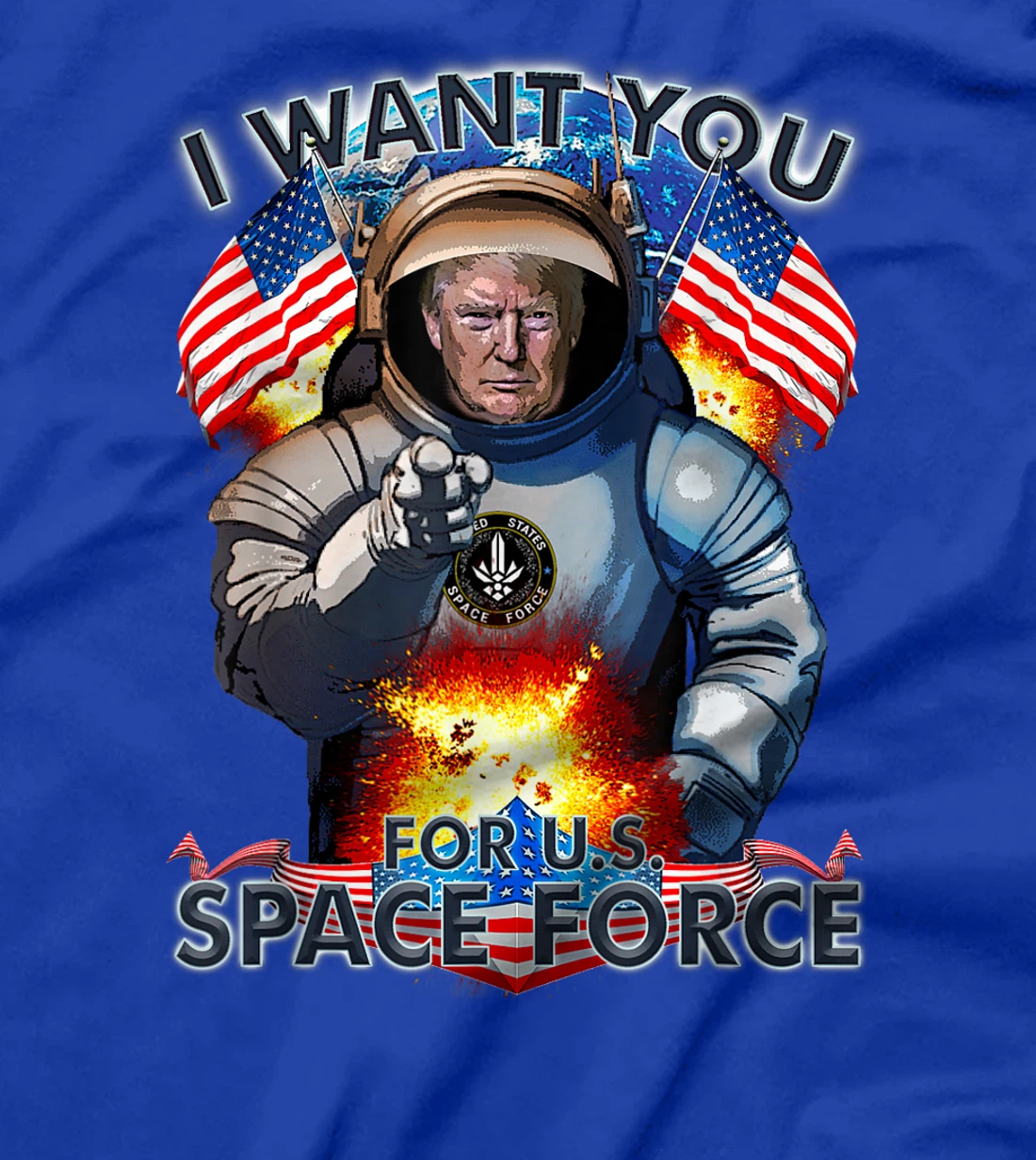 Trump I Want You For Space Force Man Women Kids Military T-Shirt