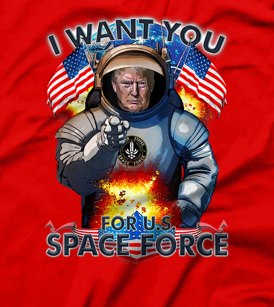 Trump I Want You For Space Force Man Women Kids Military T-Shirt