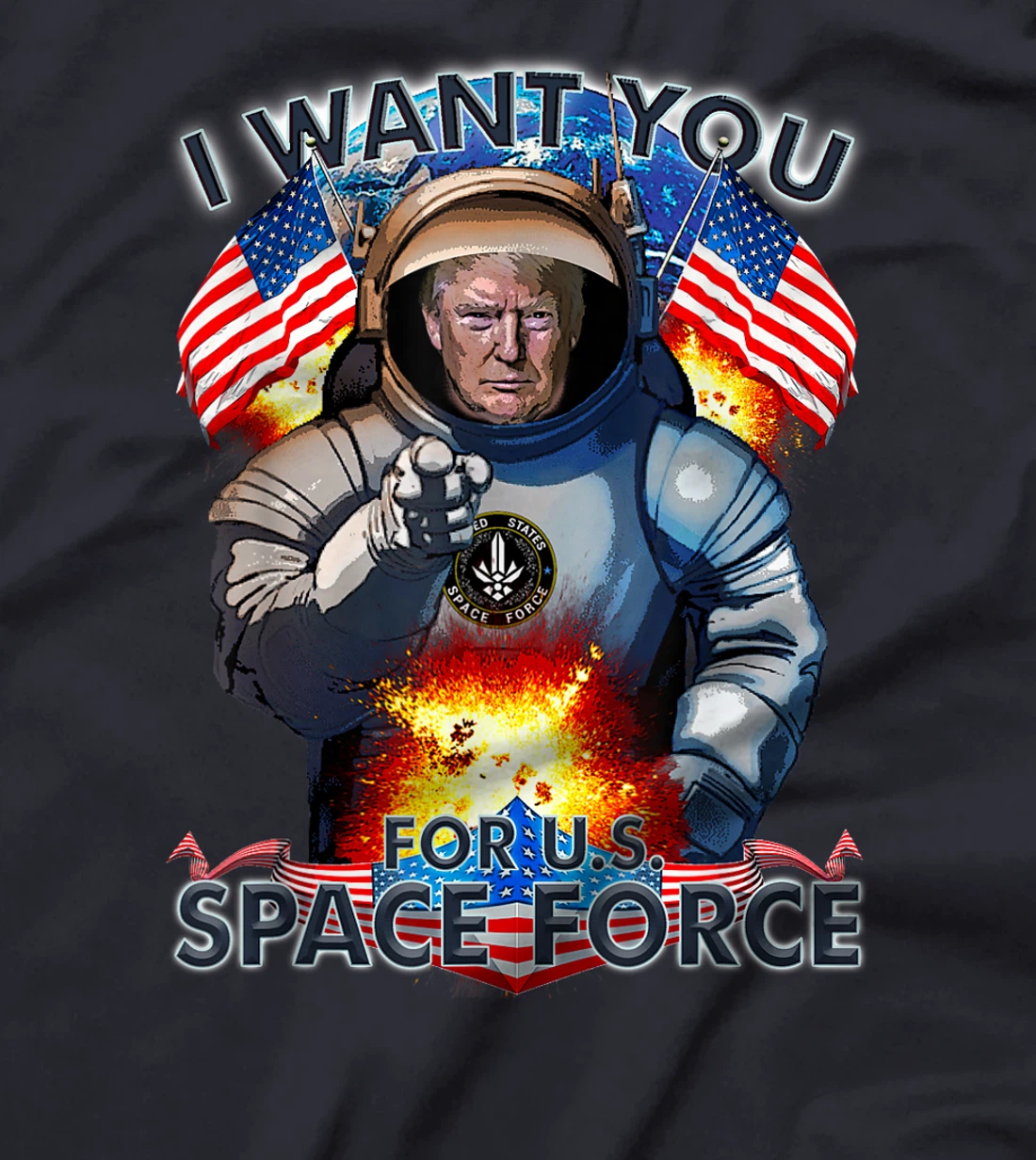 Trump I Want You For Space Force Man Women Kids Military T-Shirt