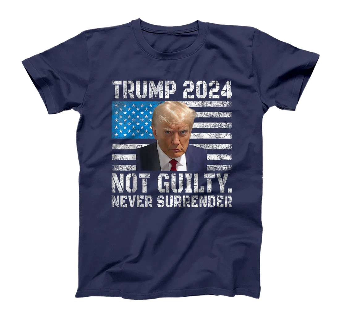 Trump 2024 Mug Shot Never Surrender US Flag Vintage T-Shirt