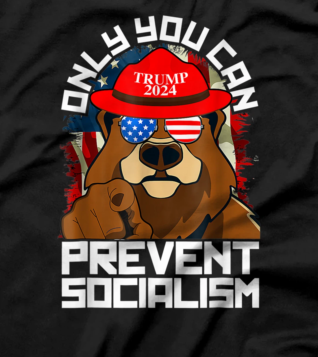 Trump Bear 45 47 MAGA 2024 Only You Can Prevent Socialism T-Shirt