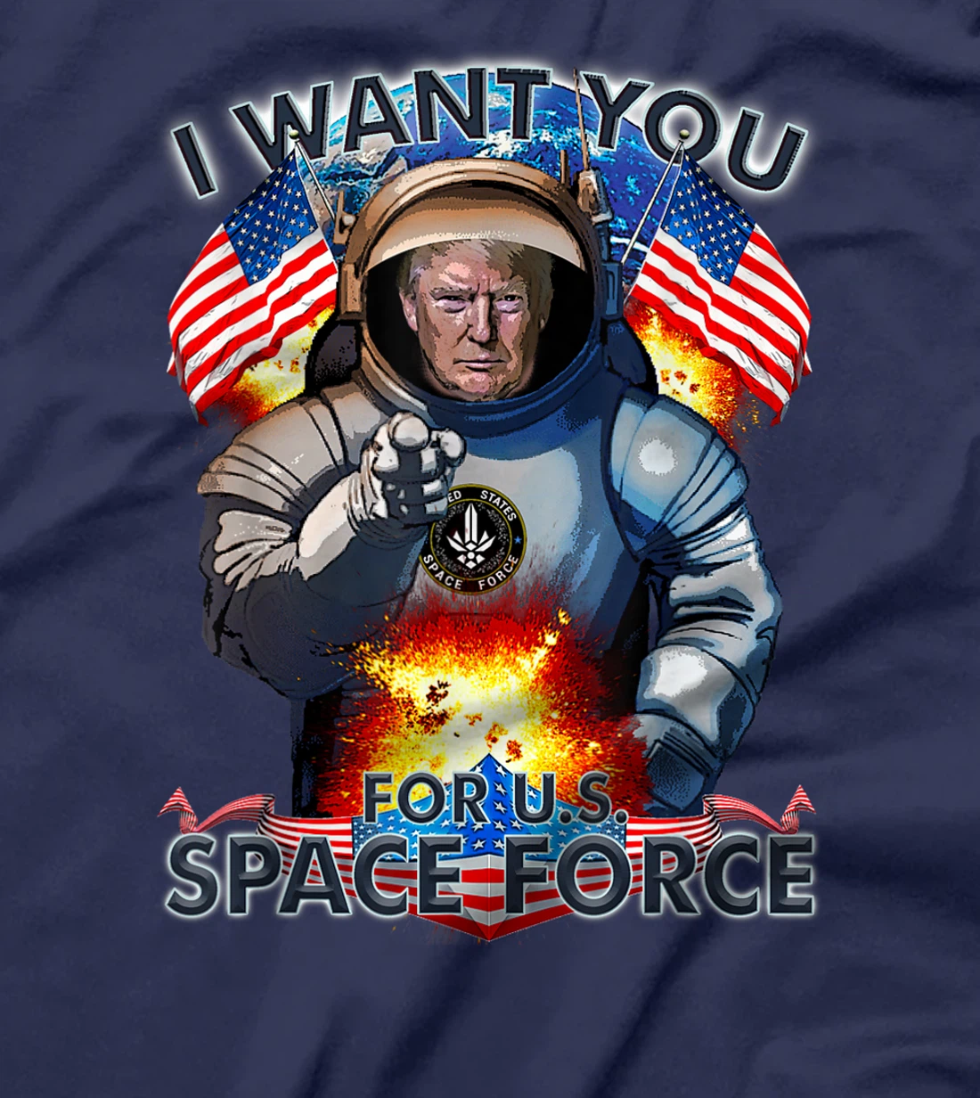 Trump I Want You For Space Force Man Women Kids Military T-Shirt